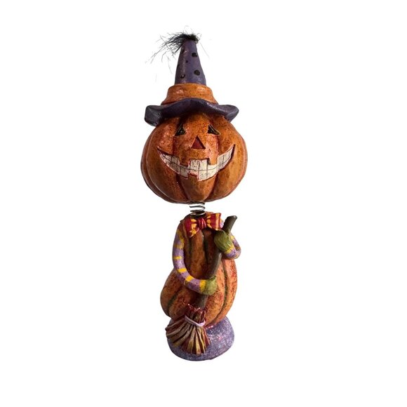 Halloween Pumpkin Witch Bobblehead Figurine 9.25" - Picture 1 of 10